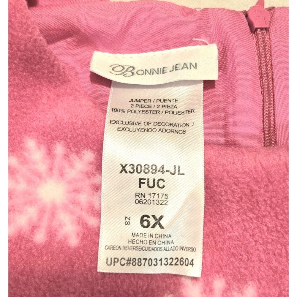 Bonnie Jean Baby Girls Snowflake Christmas Tree Fleece Jumper Dress Size 6x - Picture 4 of 10
